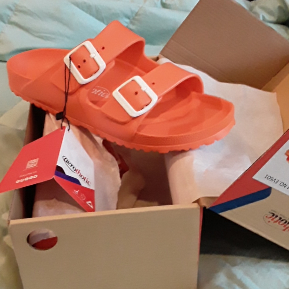 NWT NIB Orange "Burk style" Sandal Size 11